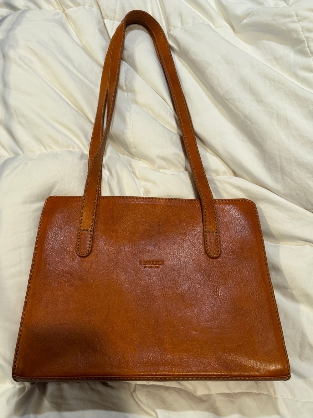 Leather Tote Bag from Florence Italy, Cognac Brown